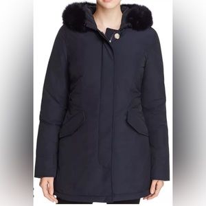 woolrich john rich & bros luxury arctic fur hood parka midnight blue puffer coat